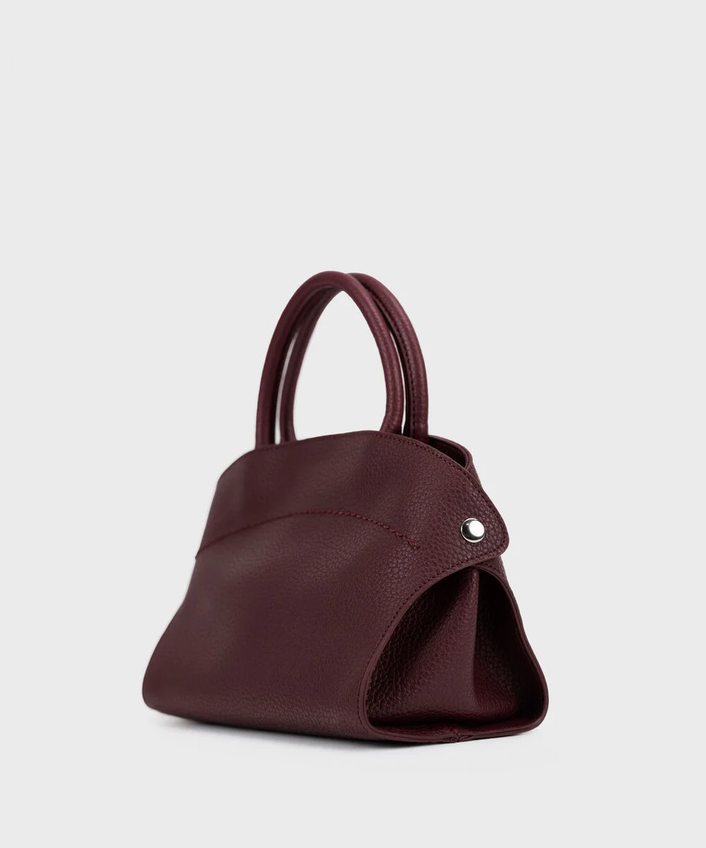 burgundy top handle bag