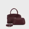 burgundy top handle bag