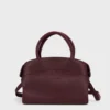 burgundy top handle bag