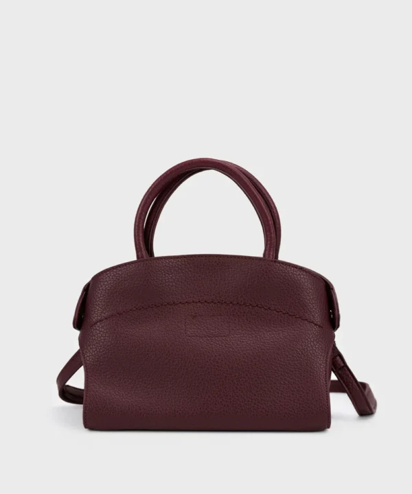 burgundy top handle bag