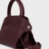 burgundy top handle bag