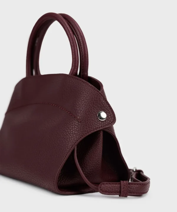 burgundy top handle bag