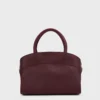 burgundy top handle bag