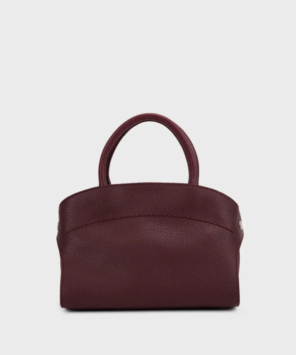 burgundy top handle bag