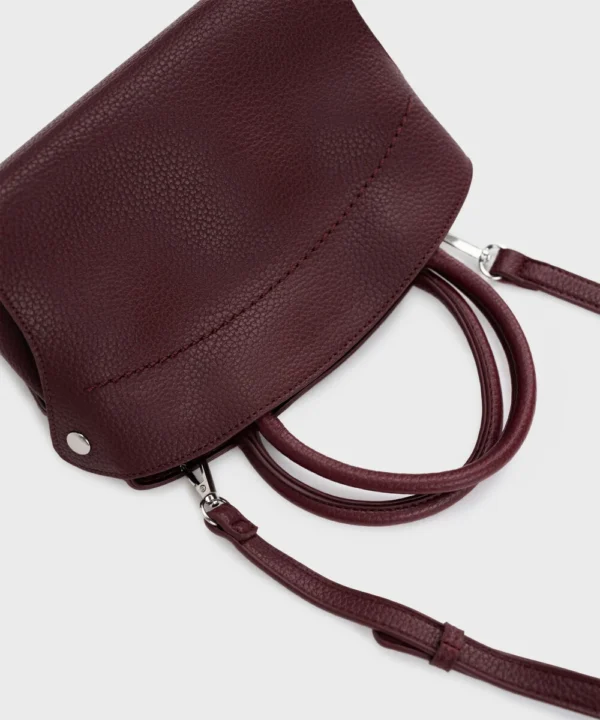 burgundy top handle bag