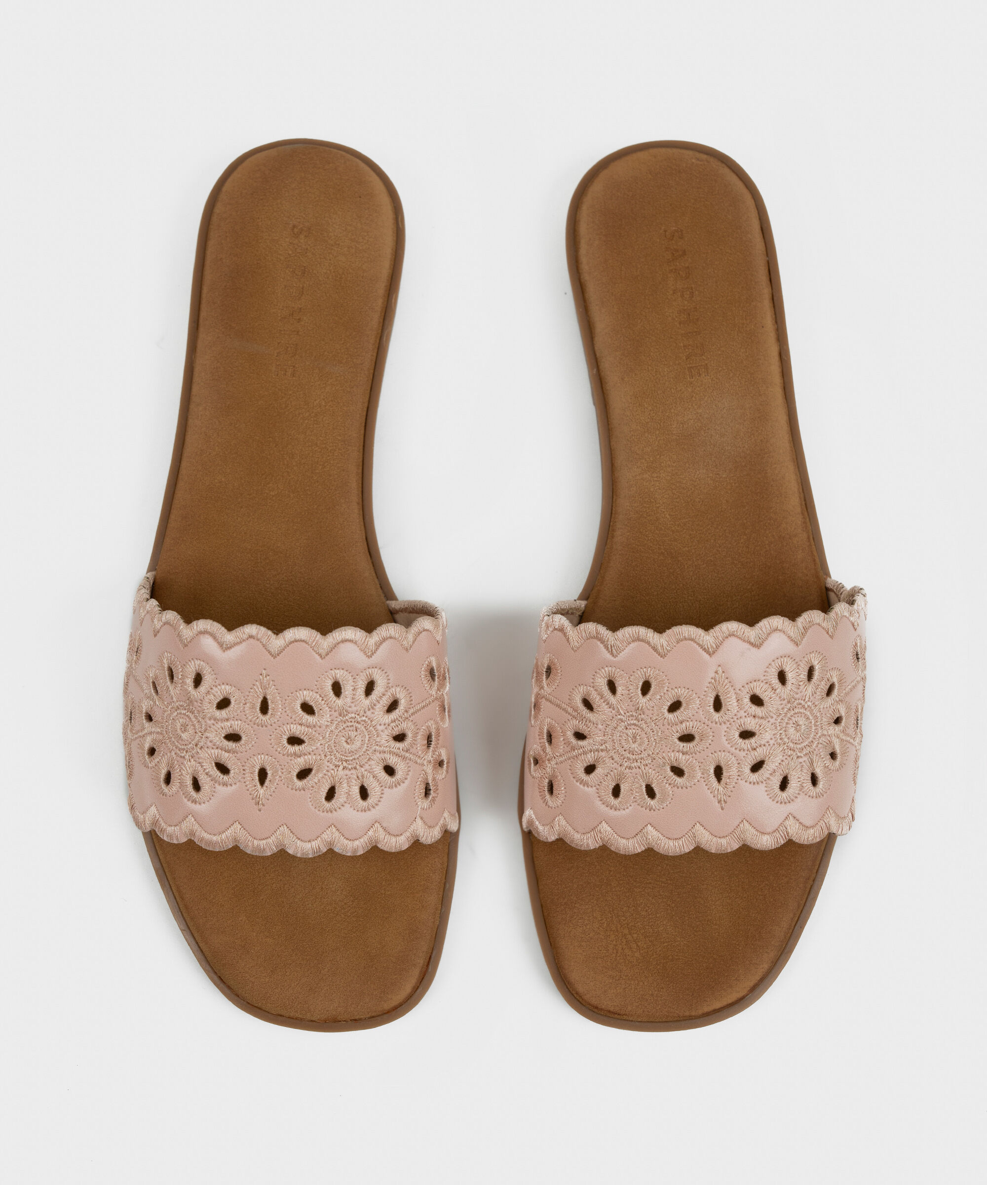 pink embroidered flats