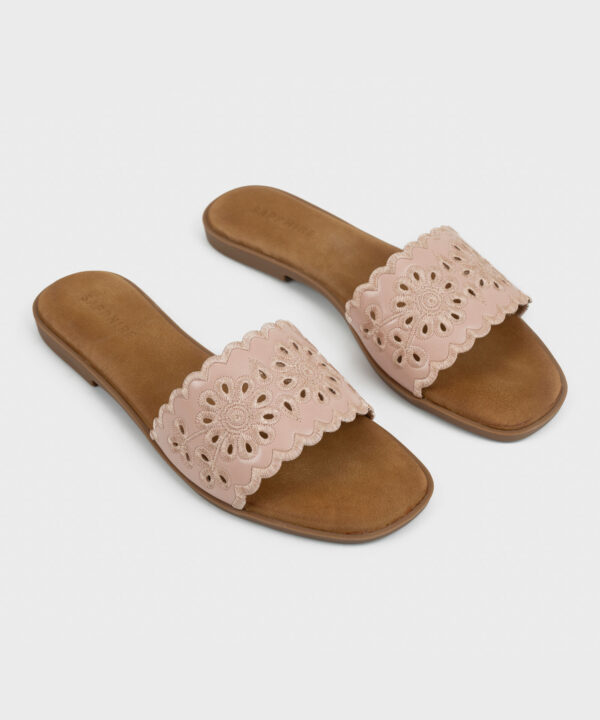 pink embroidered flats