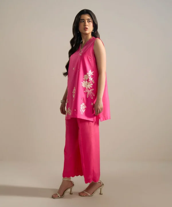 2 piece embroidered cotton net suit