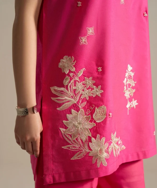 2 piece embroidered cotton net suit