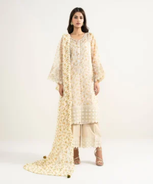 3 piece embroidered cotton viscose suit