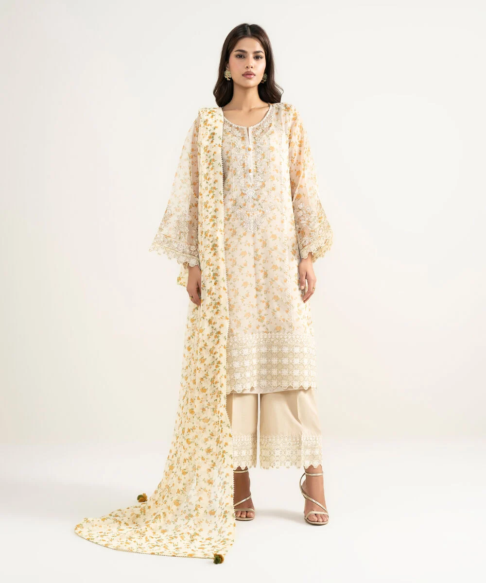 3 piece embroidered cotton viscose suit