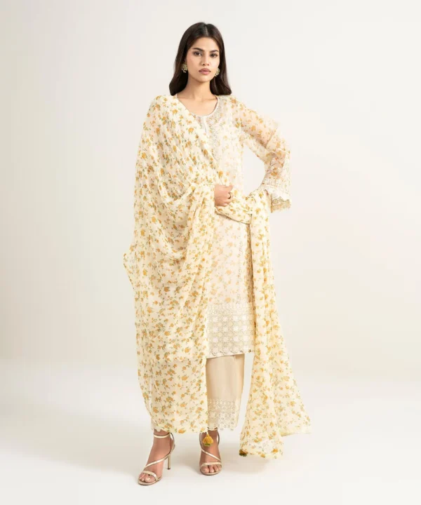 3 piece embroidered cotton viscose suit