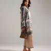 2 piece embroidered satin suit