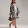 2 piece embroidered satin suit