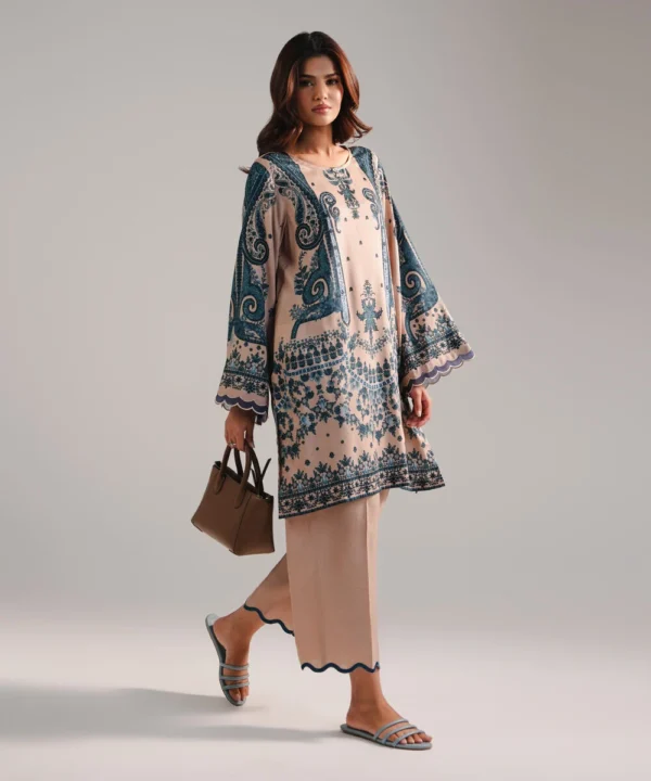2 piece embroidered satin suit