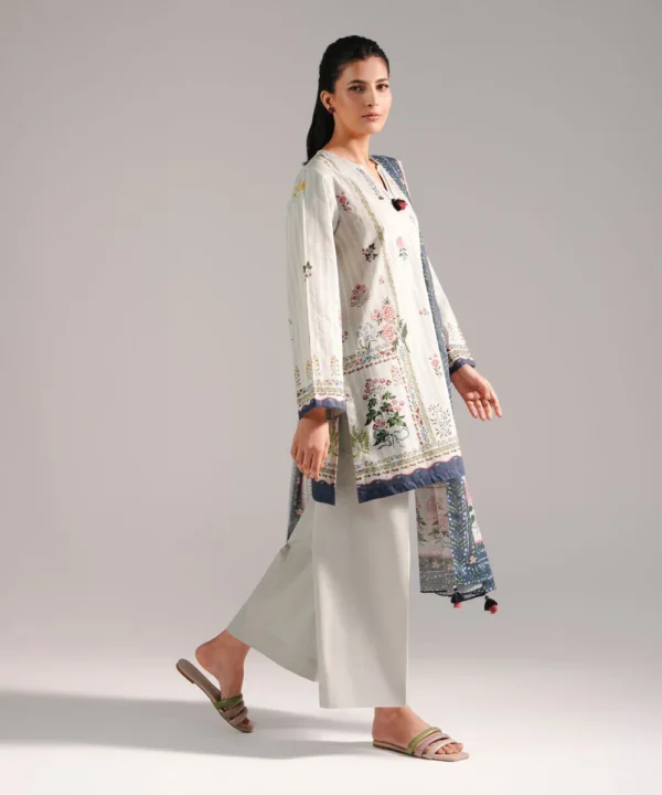 3 piece printed leno kara suit