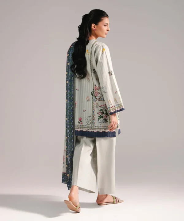 3 piece printed leno kara suit